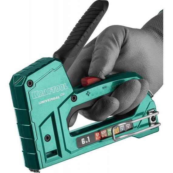 Степлеры: Универсальный алюминиевый степлер 6-в-1 KRAFTOOL Universal-HD 53(6-14мм)/140(8-14мм)/13/ 53F/300/500 [3188] фотографии