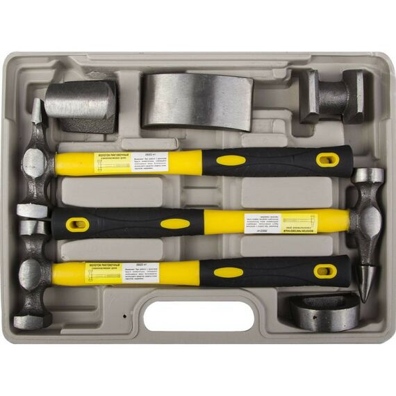 Столярно-слесарный инструмент: Набор: молотки рихтовочные с правками STAYER MAXFLAT 7 предметов ст/пл рукоятки [20322-H7] фотографии