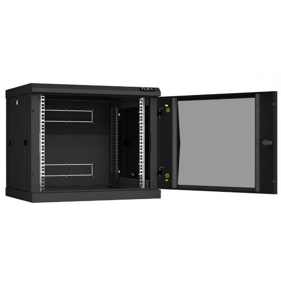 Шкафы и стойки: Настенный разборный шкаф TLK TWC-096045-R-G-BK 19", 9U, стеклянная дверь, Ш600хВ503хГ450мм, 2 пары монтажных направляющих, черный фотографии