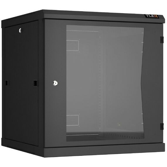 Шкафы и стойки: Настенный разборный шкаф TLK TWC-126060-R-G-BK 19", 12U, стеклянная дверь, Ш600хВ636хГ600мм, 2 пары монтажных направляющих, черный фотографии
