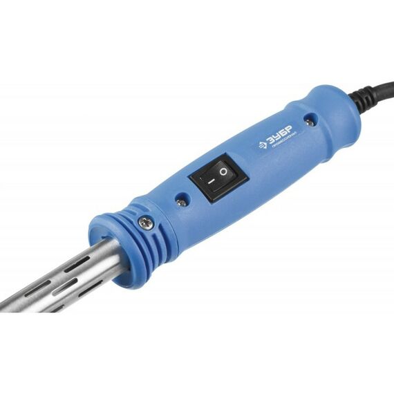 Паяльное оборудование: Высокомощный электропаяльник Зубр Ceramic PRO 200Вт с пластиковой рукояткой, выключателем, клин [55301-200] фотографии