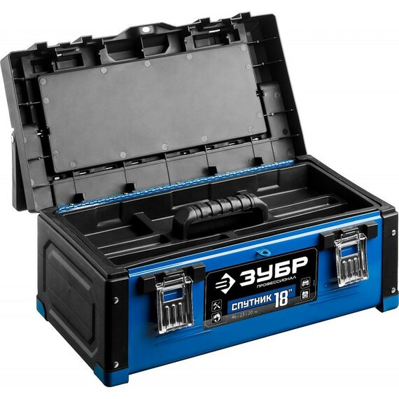 Ящики и сумки для инструмента: Ящик для инструмента Зубр Профессионал СПУТНИК-18 металлический [38153-18] фотографии