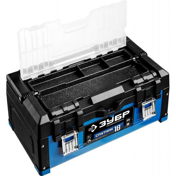 Ящики и сумки для инструмента: Ящик для инструмента Зубр Профессионал СПУТНИК-18 металлический [38153-18] фотографии
