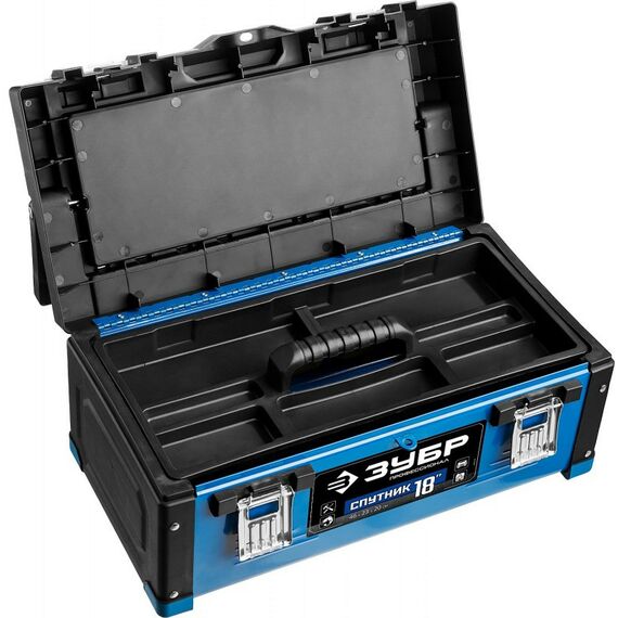 Ящики и сумки для инструмента: Ящик для инструмента Зубр Профессионал СПУТНИК-18 металлический [38153-18] фотографии