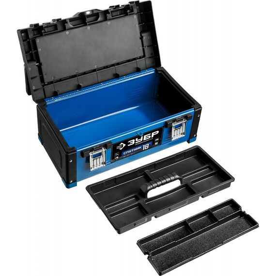 Ящики и сумки для инструмента: Ящик для инструмента Зубр Профессионал СПУТНИК-18 металлический [38153-18] фотографии