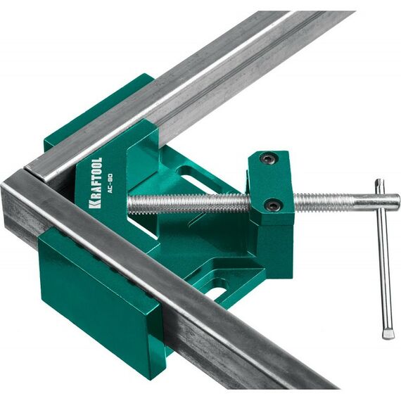 Тиски, струбцины, наковальни, верстаки: Мощная алюминиевая угловая струбцина KRAFTOOL AC-80 две опорные поверхности по 88 мм, глубина зажима 70 мм [32202] фотографии