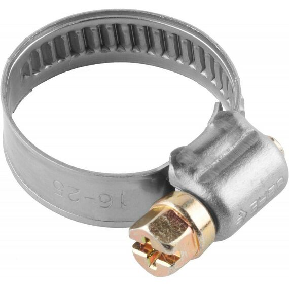 Хомуты металлические: Хомуты НХ-9Н Зубр 10-16 мм Профессионал нерж. сталь, накатная лента 9 мм, 200 шт [37820-10-16-200] фотографии