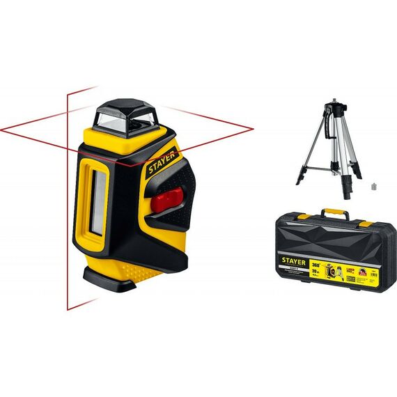 Нивелиры: Нивелир лазерный STAYER SL360-2 крест + 360°, штатив, кейс [34962-2] фотографии