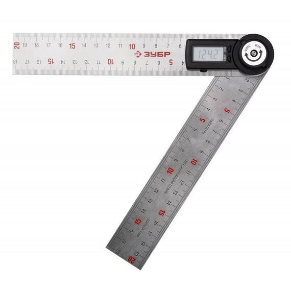 Угломеры, уклономеры: Транспортир-угломер электронный Зубр Профессионал УТЭ-20 200 мм, диапазон 0-360°, точность 0.3°, фиксация угла [34294] фотографии