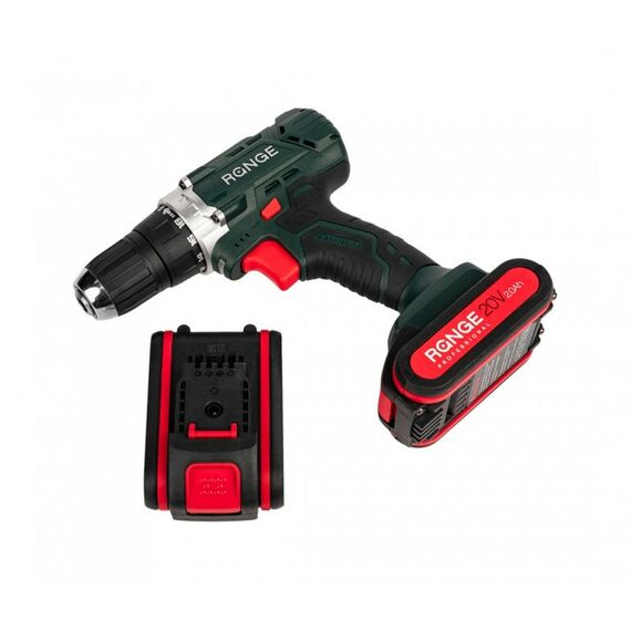 Дрели и шуруповерты: Аккумуляторная дрель RANGE RCD20/2.0-PRO 20В, 2 Li акк. 2.0Ач, 35Нм, метал. патрон, кейс фотографии