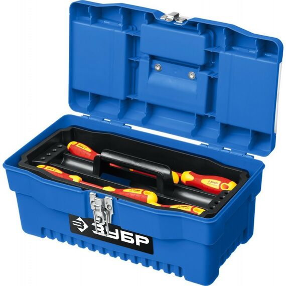 Диэлектрический инструмент: Набор: Губцевый инструмент, диэлектрический, высоковольтный Зубр Профессионал 2214-H12 до ~1000В, маслобензостойкая рукоятка, 12 предметов [2214-H12_z01] фотографии