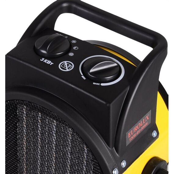 Тепловые пушки: Тепловая электрическая пушка Eurolux ТЭПК-EU-3000K керамический нагревательный элемент, круглая [67/1/37] фотографии