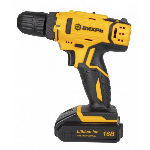 Дрели и шуруповерты: Дрель-шуруповерт аккумуляторная Вихрь ДА-16Л-2К безударный, быстрозажимной, 400/1400 об/мин, 42/20 Нм, 16 В, 2 А*ч, 1.3 кг, кейс [72/14/32] фотографии