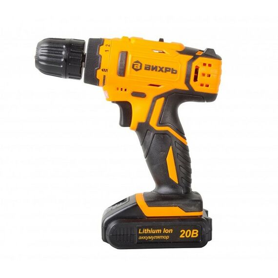 Дрели и шуруповерты: Дрель-шуруповерт аккумуляторная Вихрь ДА-20Л-2КА безударный, быстрозажимной, 400/1400 об/мин, 42/22 Нм, 20 В, 1.5 А*ч, 2.5 кг, кейс, с набором оснастки 65 предметов [72/14/36] фотографии