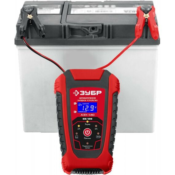 Зарядные и пуско-зарядные устройства: Автоматическое зарядное устройство Зубр АЗУ-140 6/12 В, 6А [59310] фотографии