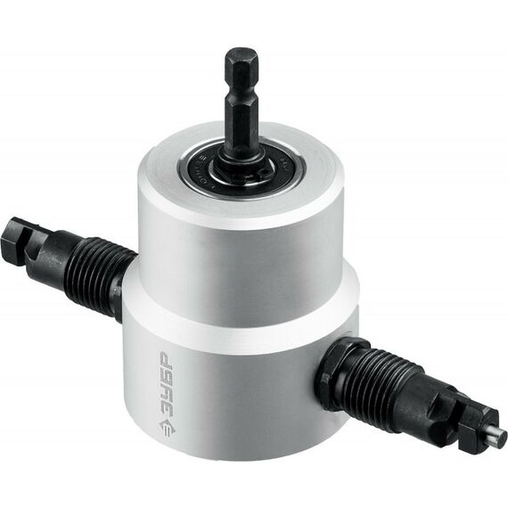 Ножницы по металлу: Насадка-ножницы Зубр СВЕРЧОК для реза листового металла + запчасти, в металл. кейсе [23294] фотографии