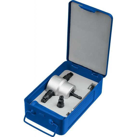 Ножницы по металлу: Насадка-ножницы Зубр СВЕРЧОК для реза листового металла + запчасти, в металл. кейсе [23294] фотографии