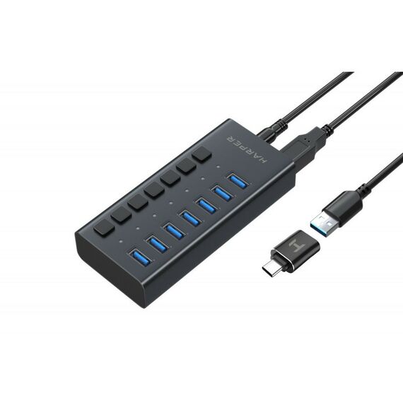 USB концентраторы (USB hub): Концентратор USB HARPER HUB-07MB Black фотографии