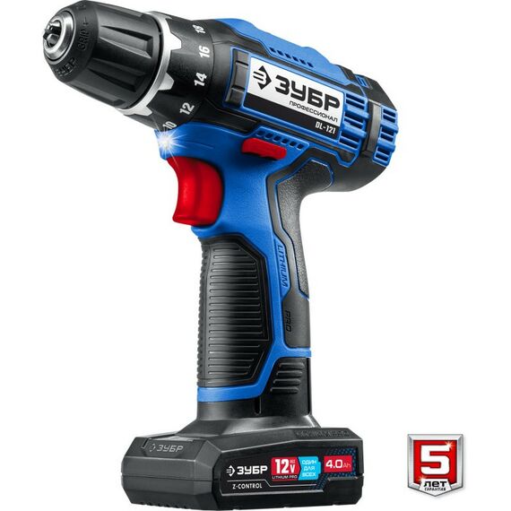 Дрели и шуруповерты: Дрель-шуруповерт Зубр Профессионал DL-121-42 12В, 2 АКБ (4Ач), в сумке фотографии