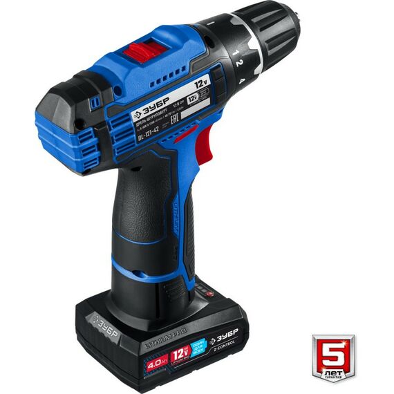 Дрели и шуруповерты: Дрель-шуруповерт Зубр Профессионал DL-121-42 12В, 2 АКБ (4Ач), в сумке фотографии