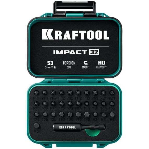 Наборы оснастки: Набор ударных бит KRAFTOOL IMPACT-32 32 шт [26066-H32] фотографии