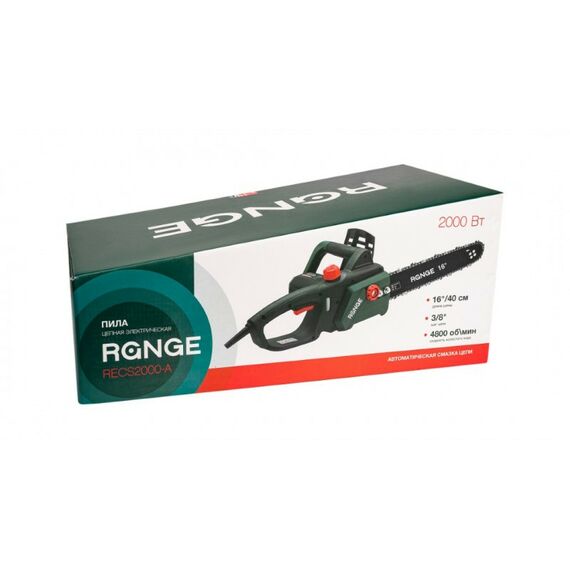 Цепные пилы: Пила цепная электрическая RANGE RECS2000-A 2000Вт, 16"/40см, 3/8", 4800об/мин, авт.смазка цепи фотографии