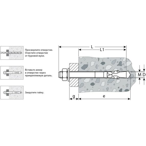 Анкерный крепеж: Анкер клиновой Зубр М6 x 95 мм 100 шт, желтопассивированный [302032-06-095] фотографии