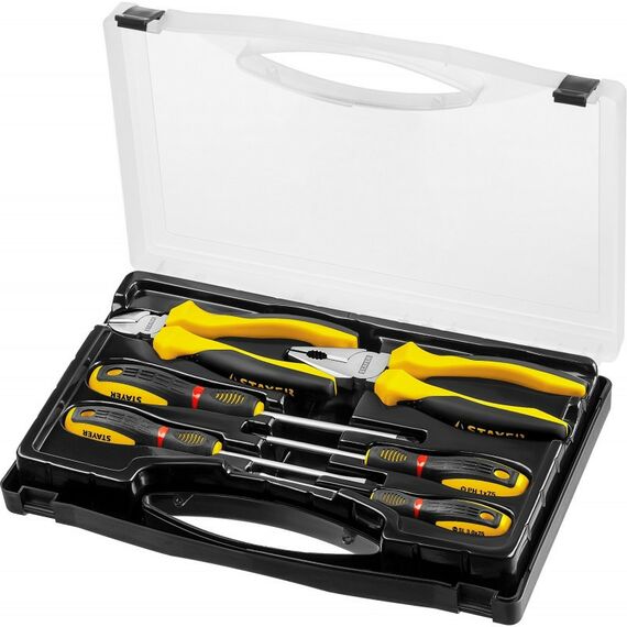 Наборы инструментов и ключи: Набор губцевого инструмента с отвертками STAYER HERCULES 2202-H6 фотографии