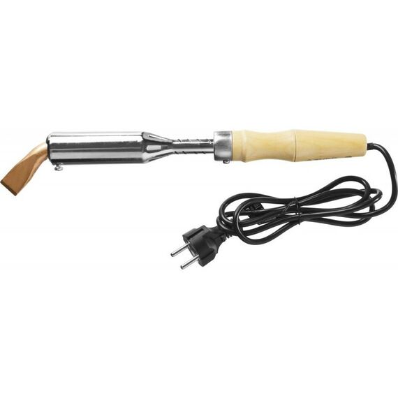 Паяльное оборудование: Высокомощный электропаяльник Зубр Ceramic PRO 200Вт с деревянной рукояткой, клин [55303-200] фотографии