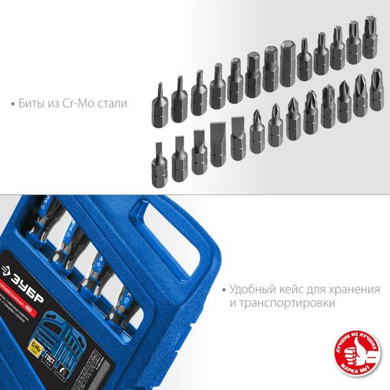 Отвертки: Набор отверток с насадками Зубр Профессионал-46 46 шт [25283-H46_z01] фотографии