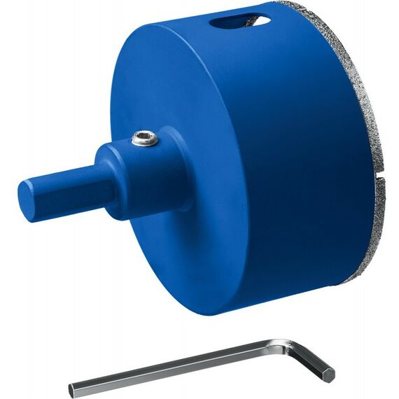 Буры, пики, коронки, сверла: Коронка алмазная с центрирующим сверлом для дрели Зубр Профессионал d 80 мм по керамике и стеклу, Р60, трехгр хвостовик [29850-80] фотографии