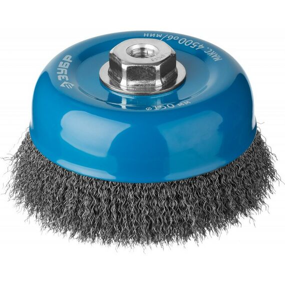 Шлифовка, зачистка: Щетка чашечная для УШМ Зубр Профессионал 150ммхМ14 витая стальная проволока 0,3мм [35261-150_z02] фотографии