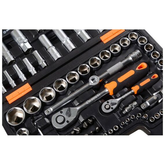 Наборы инструментов и ключи: Набор инструментов Вихрь 1/2", 1/4", CrV, в кейсе 108 предметов фотографии