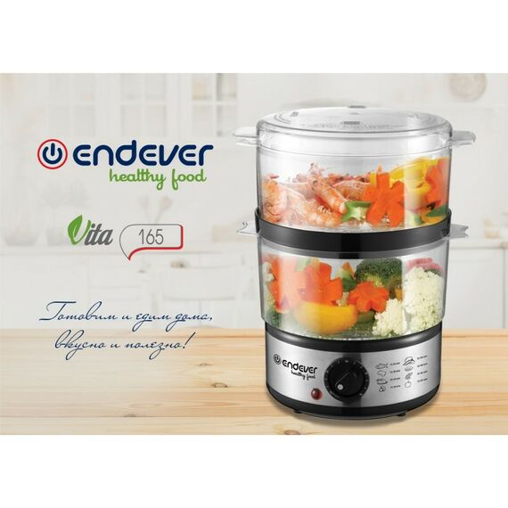 Пароварки: Пароварка Endever Vita-165 черный/стальной [90033] фотографии