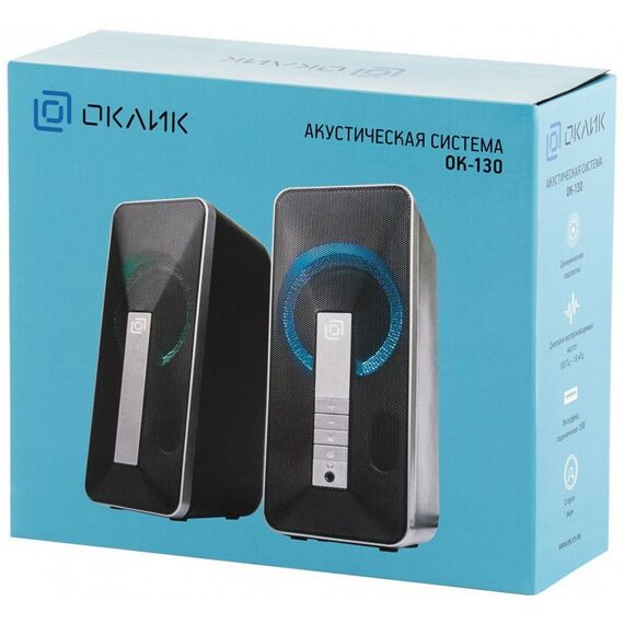 Колонки: Колонки Oklick OK-130 Black 2x10W, Bluetooth, питание  от USB [1458495] фотографии