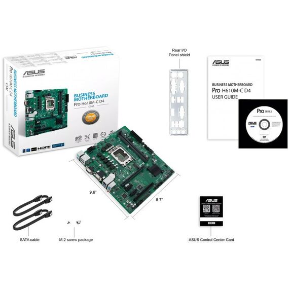 Материнские платы: Материнская плата Asus PRO H610M-C D4-CSM LGA1700 <H610> PCI-E Dsub+HDMI+DP GbLAN SATA MicroATX 2DDR4 (RTL) фотографии