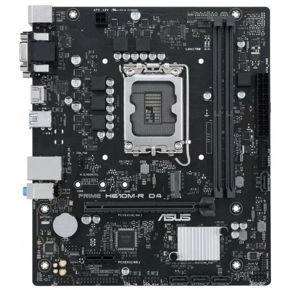 Материнские платы: Материнская плата Asus PRIME H610M-R D4-SI LGA1700 <H610> PCI-E Dsub+HDMI+DVI GbLAN SATA MicroATX 2DDR4 RTL фотографии