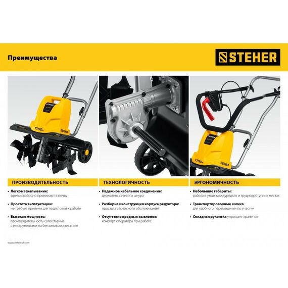 Культиваторы: Электрический культиватор STEHER EK-1700 1700 Вт фотографии
