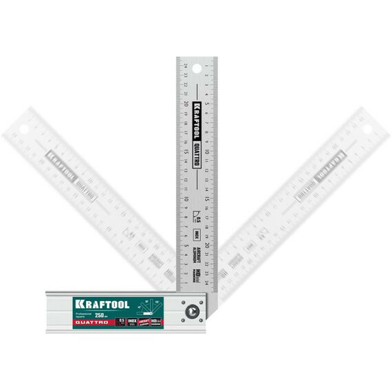 Угломеры, уклономеры: Складной столярный угольник KRAFTOOL QUATTRO 250 мм 4 положения [3444] фотографии