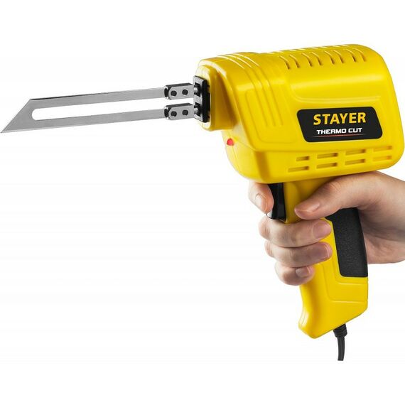 Паяльное оборудование: Прибор для терморезки STAYER Thermo cut 150 Вт в наборе 2 ножа, быстрый рез пенопласта + пластика фотографии