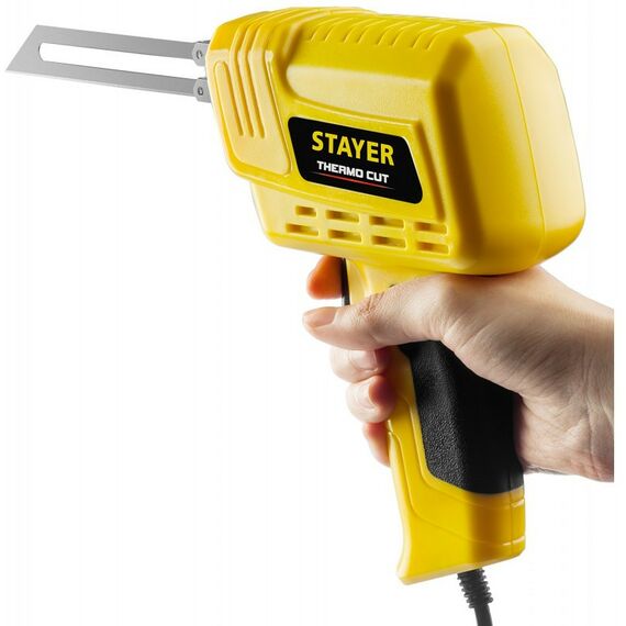 Паяльное оборудование: Прибор для терморезки STAYER Thermo cut 150 Вт в наборе 2 ножа, быстрый рез пенопласта + пластика фотографии