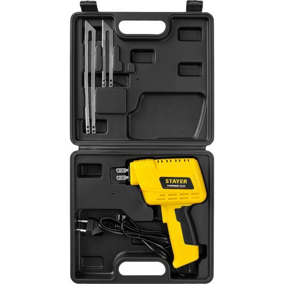 Паяльное оборудование: Прибор для терморезки STAYER Thermo cut 150 Вт в наборе 2 ножа, быстрый рез пенопласта + пластика фотографии