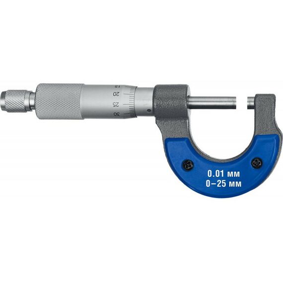 Микрометры: Микрометр Зубр Профессионал МК 25 гладкий механический, диапазон 0-25мм, шаг измерения 0,01мм [34480-25_z02] фотографии