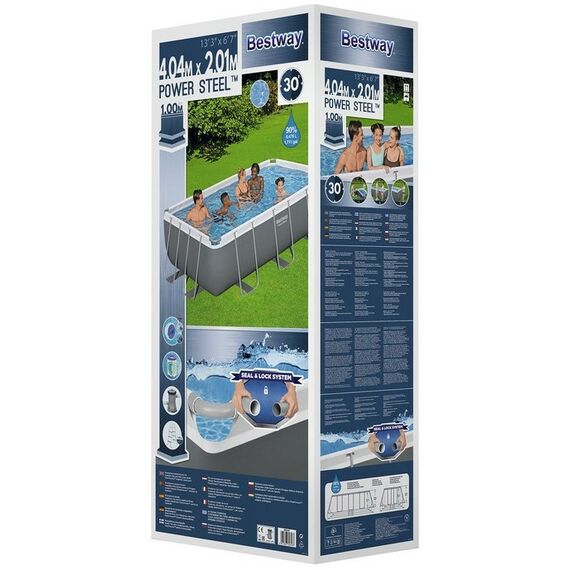 Бассейны: Бассейн каркасный BestWay Power Steel 404 х 201 х 100 см фильтр-насос, лестница фотографии