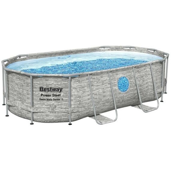 Бассейны: Бассейн каркасный Bestway Power Steel Swim Vista 427 х 250 х 100 см фильтр-насос, лестница, тент [56714] фотографии