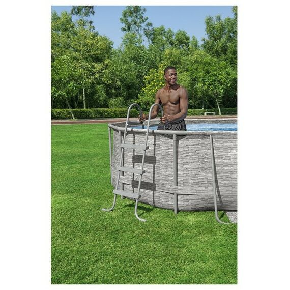 Бассейны: Бассейн каркасный Bestway Power Steel Swim Vista 427 х 250 х 100 см фильтр-насос, лестница, тент [56714] фотографии