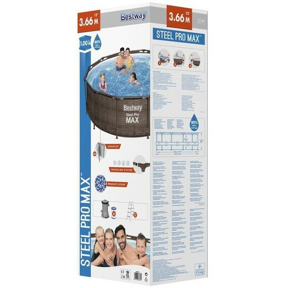 Бассейны: Бассейн каркасный Bestway Steel Pro 366 х 100 см фильтр-насос, лестница [56709] фотографии