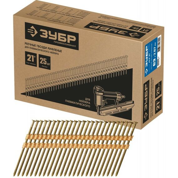 Гвозди: Реечные гвозди рифленые Зубр РГР-21 63 мм 21°, 3000 шт. [305392-63] фотографии
