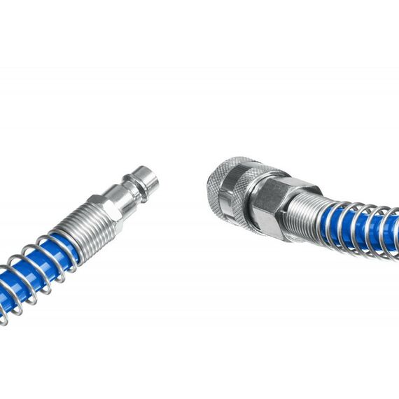 Принадлежности для пневмоинструмента: Воздушный спиральный шланг Зубр Профессионал 20 м 8х12 мм, 15 бар, с фитингами рапид [6472-20] фотографии