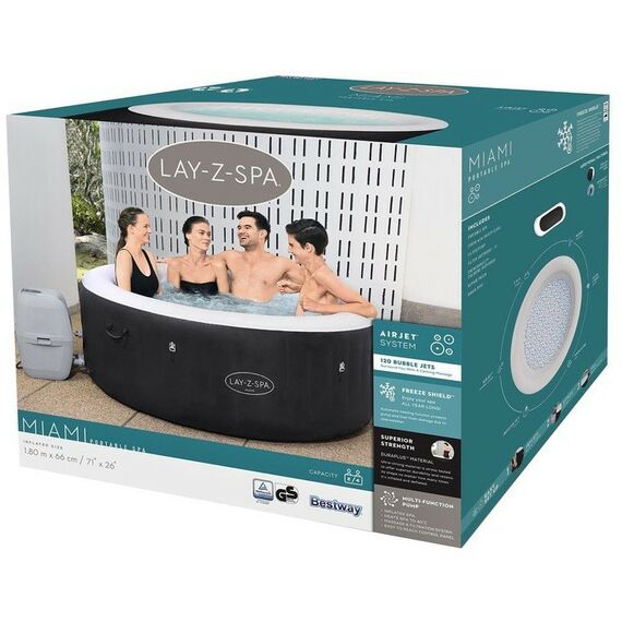 Бассейны: SPA бассейн Bestway Miami AirJet 180 х 66 см фильтр-насос, тент, дозатор для химии, аэромассаж [60001] фотографии